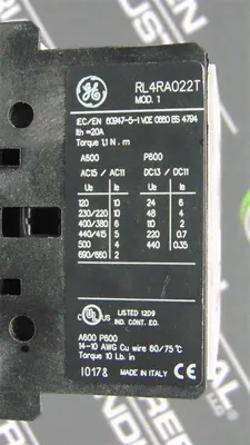General Electric RL4RA022T Contactor Module Used