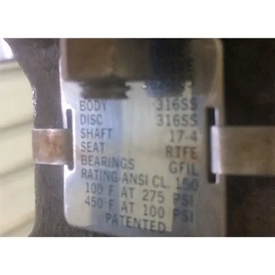Used 12" 316 Stainless Steel Keystone Butterfly Valve