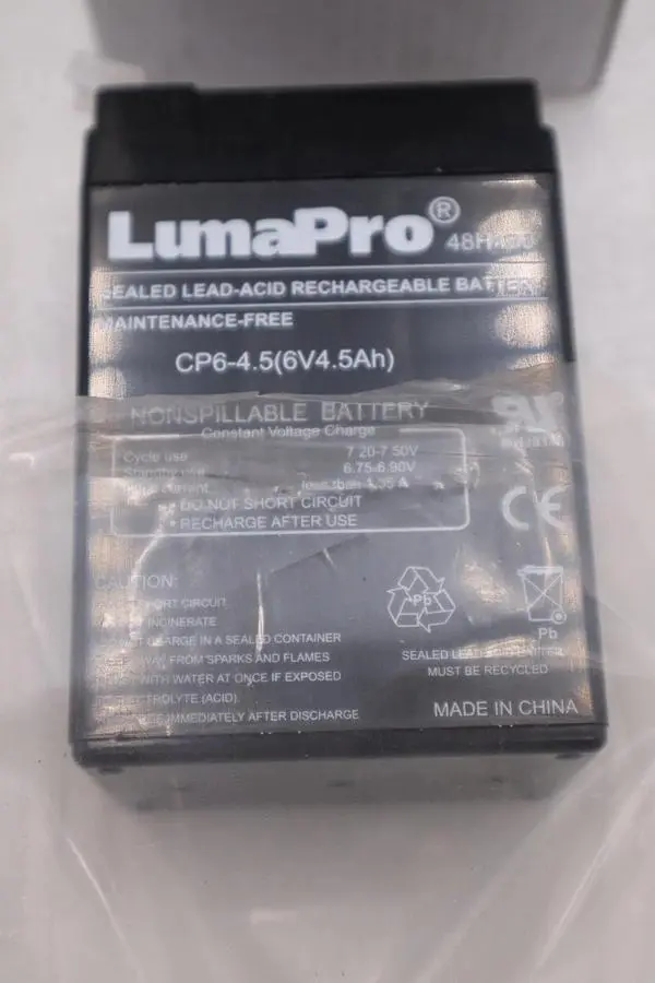 NEW OPEN BOX LUMAPRO 48H470 SEALED LEAD ACID RECHARGEABLE BATTERY K-775CC