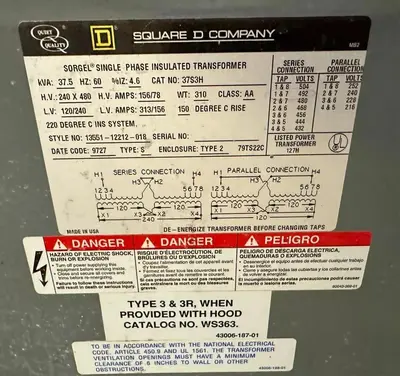 Used SQUARE D 37S3H Transformers Kentucky US | Aucto #1314463