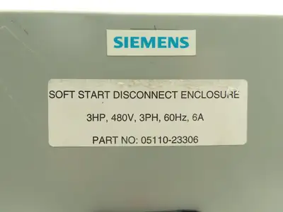 Hoffman Siemens 05110-23306 Electrical Enclosure Soft Start Disconnect 10x8x6"