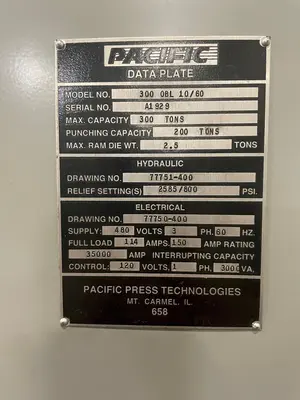 USED PACIFIC 300 OBL 10/60