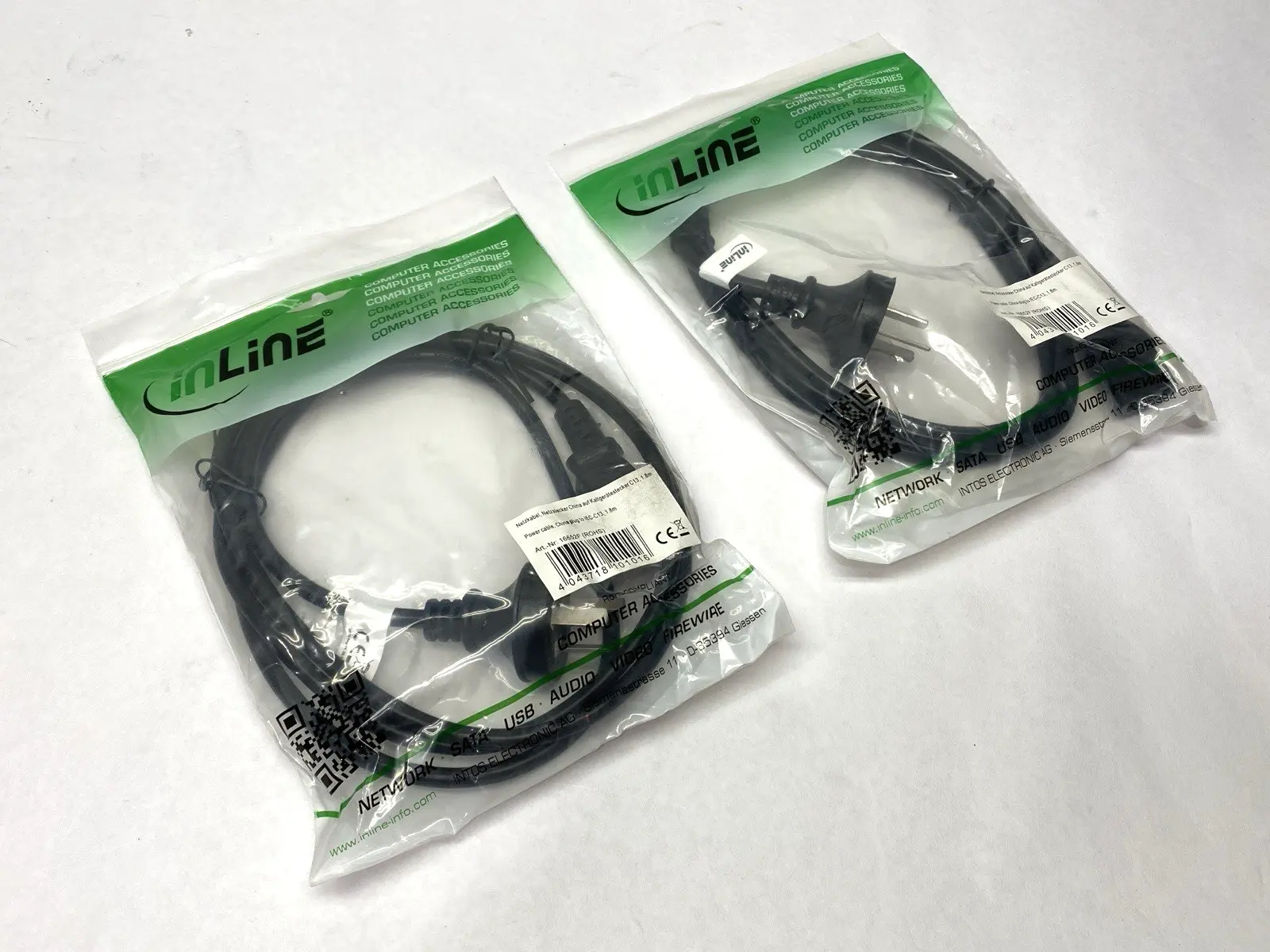 NEW INLINE POWER CABLE CHINA PLUG TO IEC-C13 1.8M LOT OF 2