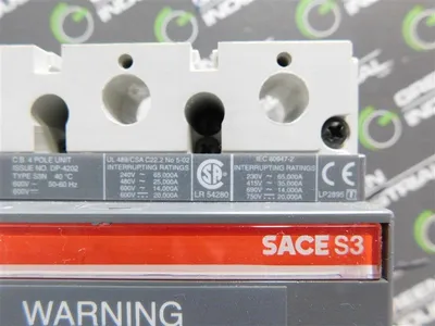 ABB S3N Molded Case Switch 4 Pole 150A 600VAC 600VDC Sace S3 50/60Hz Used