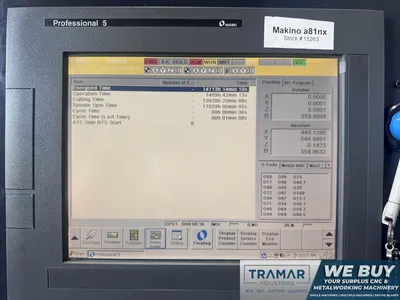 Used 2014 MAKINO A81NX Horizontal Machining Centers Michigan US | Tramar Industries #419587