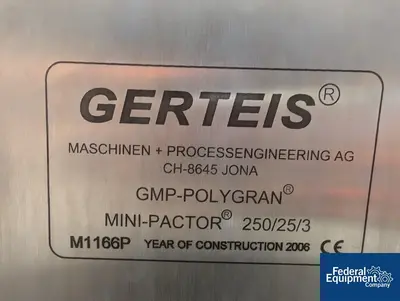 USED Gerteis Gerteis Control Panel for Model GMP-Polygran Mini-Pactor 250/25/3