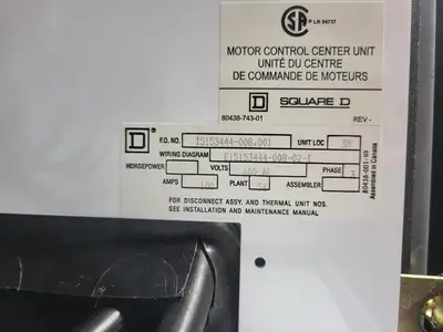 USED SQUARE D MODEL 6