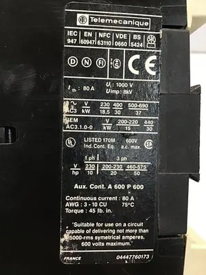 USED TELEMECANIQUE LC1D6511