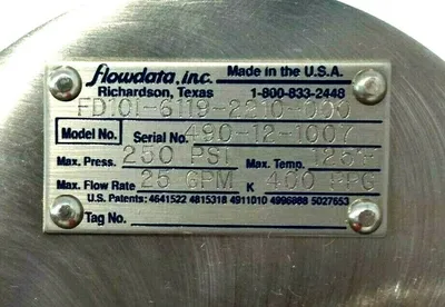 NEW FLOWDATA INC. FD101-6119-2210-000 FLOW METER 400PPG FD10161192210000