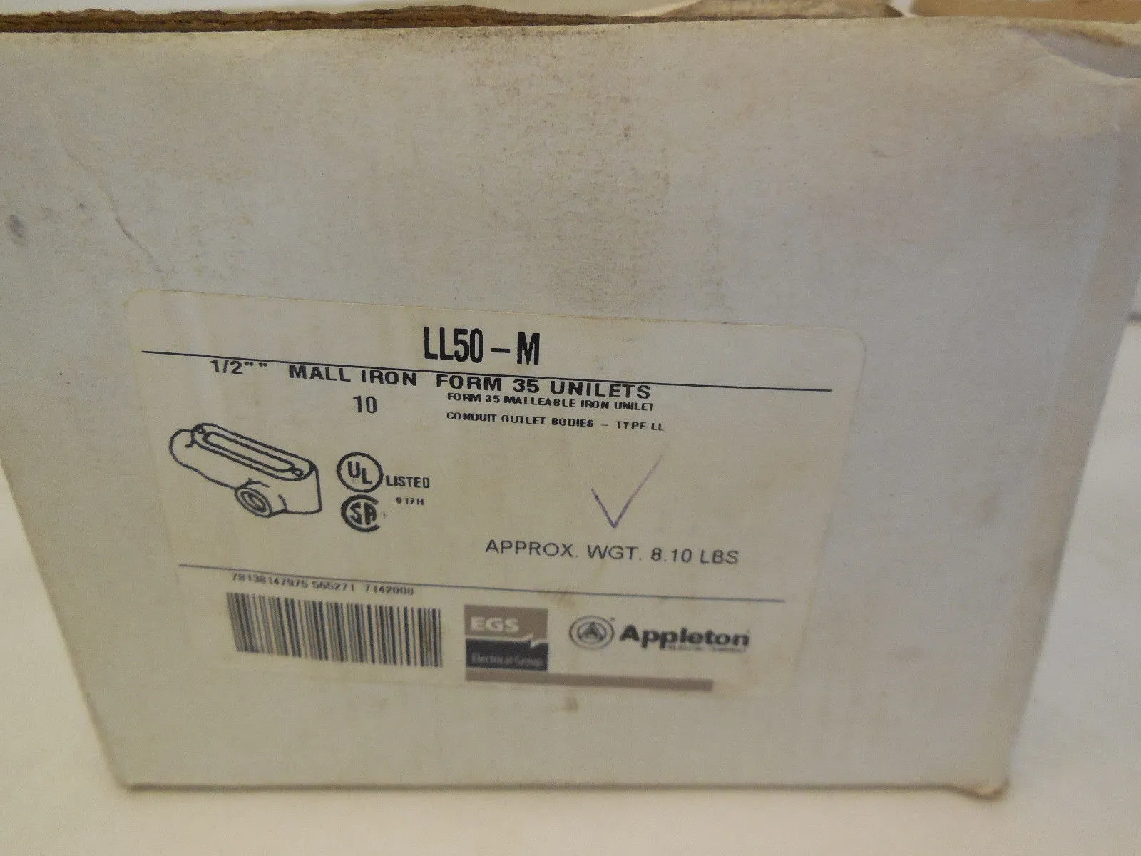 10 NEW APPLETON LL50-M MALL IRON UNILETS LL50M
