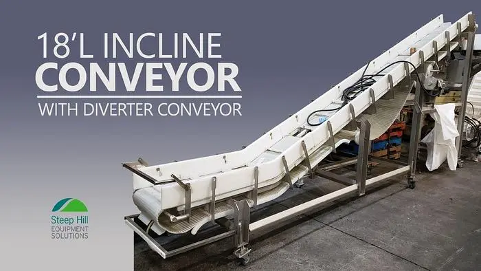 Cleated Incline Conveyor with Diverter Conveyor