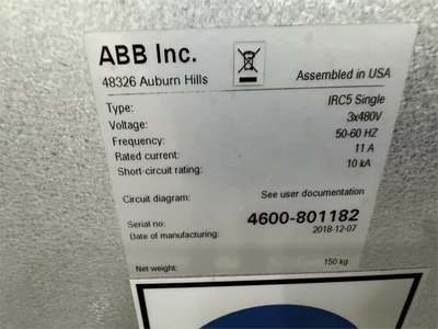 Used 2018 ABB IRC5 DRIVE, IRC SINGLE Automation Control (HMI) Florida US | MachineryMax #1462191