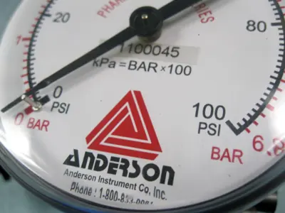 NEW Anderson 1 1/2" Tri-Clamp 100 PSI Sanitary Wired Diaphragm Pressure Gauge E8