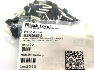 New | in-Stock Altech Insulated Wire Ferrule 2x16AWG/1.5sqmm 100-PACK, LOT OF 4 Electrical Fittings Michigan US | Maverick Industrial Sales #1390700