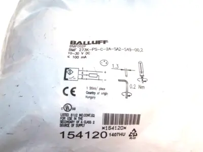 USED BALLUFF C-SLOT MAGNETIC FIELD SENSOR BMF 273K-PS-C-2A-SA2-S49-00,2