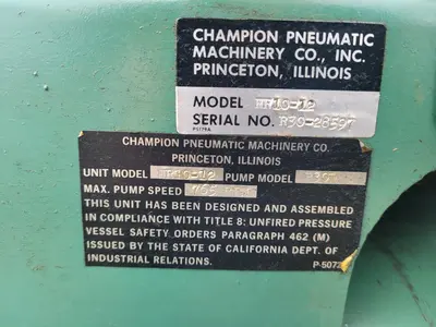 1991 Champion Pneumatic Machinery Company HR 10-12 Air Compressors | MD Equipment Services LLC (10)