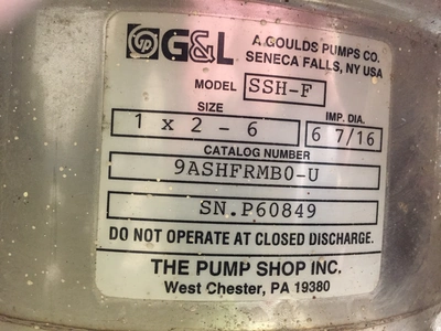 Used GOULDS _UNKNOWN_ Centrifugal Pumps West Virginia US | Cooper Industries #1409291