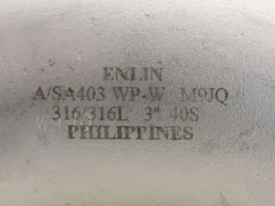 Enlin A/SA403 WP-W M9JQ 3" Butt Weld Stainless Steel 90° Elbow