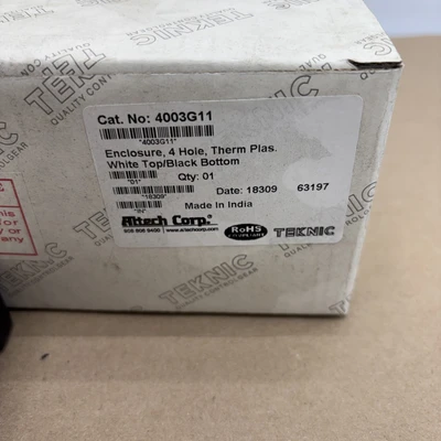 New ABS Box, Teknic, 4 holes, Base : Black, Lid: White, 4005G11, 128-000-210