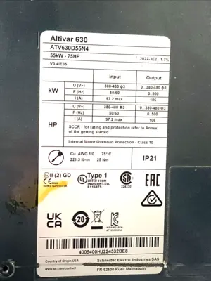Used Schneider Electric Altivar VFD Drive 55kW 75HP 480V 3PH IP21 Variable Speed Drives Michigan US | Maverick Industrial Sales #1398151