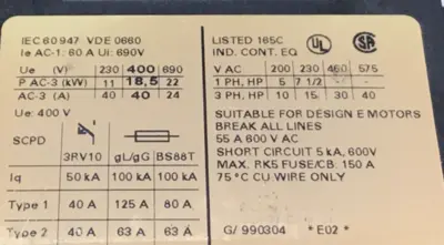 Used SIEMENS 3RT1035-1AK60 PLC Contactors | Ideal Machinery #620669