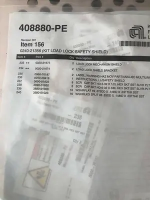 AMAT 0240-21356 KIT LOAD LOCK SAFETY SHIELD