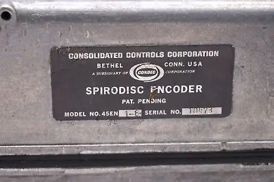 USED CONSOLIDATED CONTROLS 45EN1-8 SPIRODISC ENCODER 45EN18