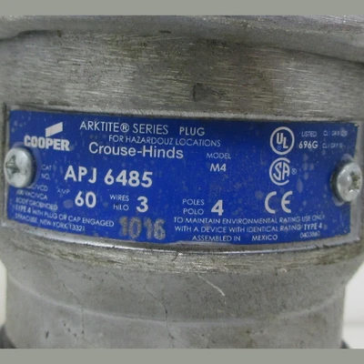 Cooper Crouse-Hinds APJ6485 60 Amp Plug