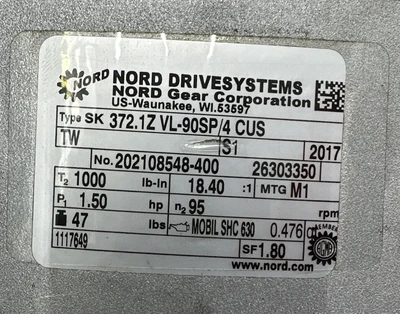 USED NORD SK 372.1Z VL-90SP/4 CUS TW