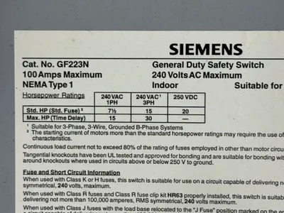 Used SIEMENS GF223N Disconnects Ohio US | HGR 24 #1186242