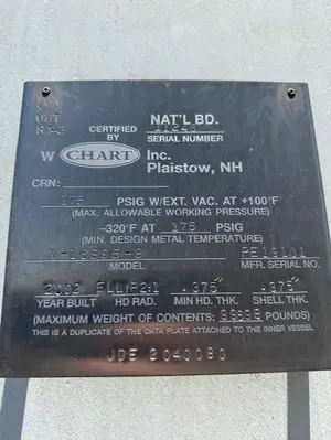 LNG 14,500 Net Liquid Gallon Storage Vessels SN: 24371