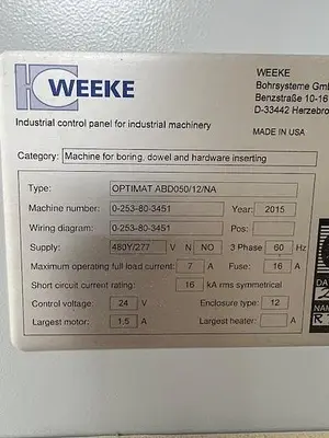 USED 2015 WEEKE OPTIMAT ABD 050