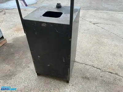 Steel Tank, tank is 20”x20”x33” deep, 6-5/8”x7-3/4” hole in top, 58” tall overall