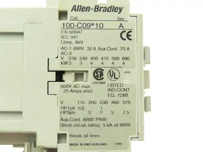 Allen Bradley 193-EA1FB Motor Starter Contactor Overload Relay 3.7-12A 120V Coil