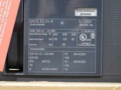 ABB SACE E2.2V-A Circuit Breaker 1200 A 635V SACE Ekip Touch LSI 1200A New