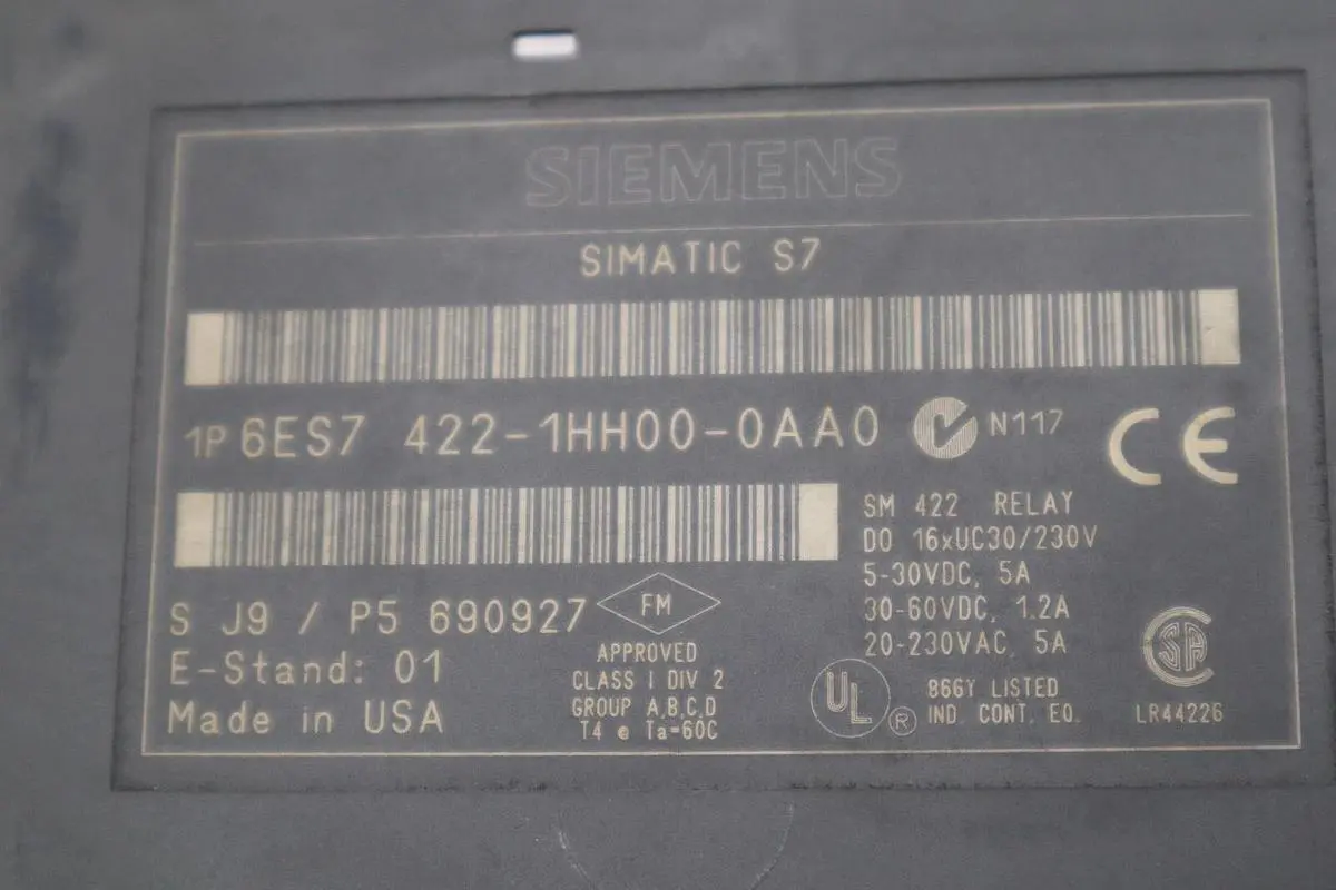 SIEMENS SIMATIC S7 DIGITAL OUTPUT MODULE 6ES7 422-1HH00-0AA0 STOCK K-3856