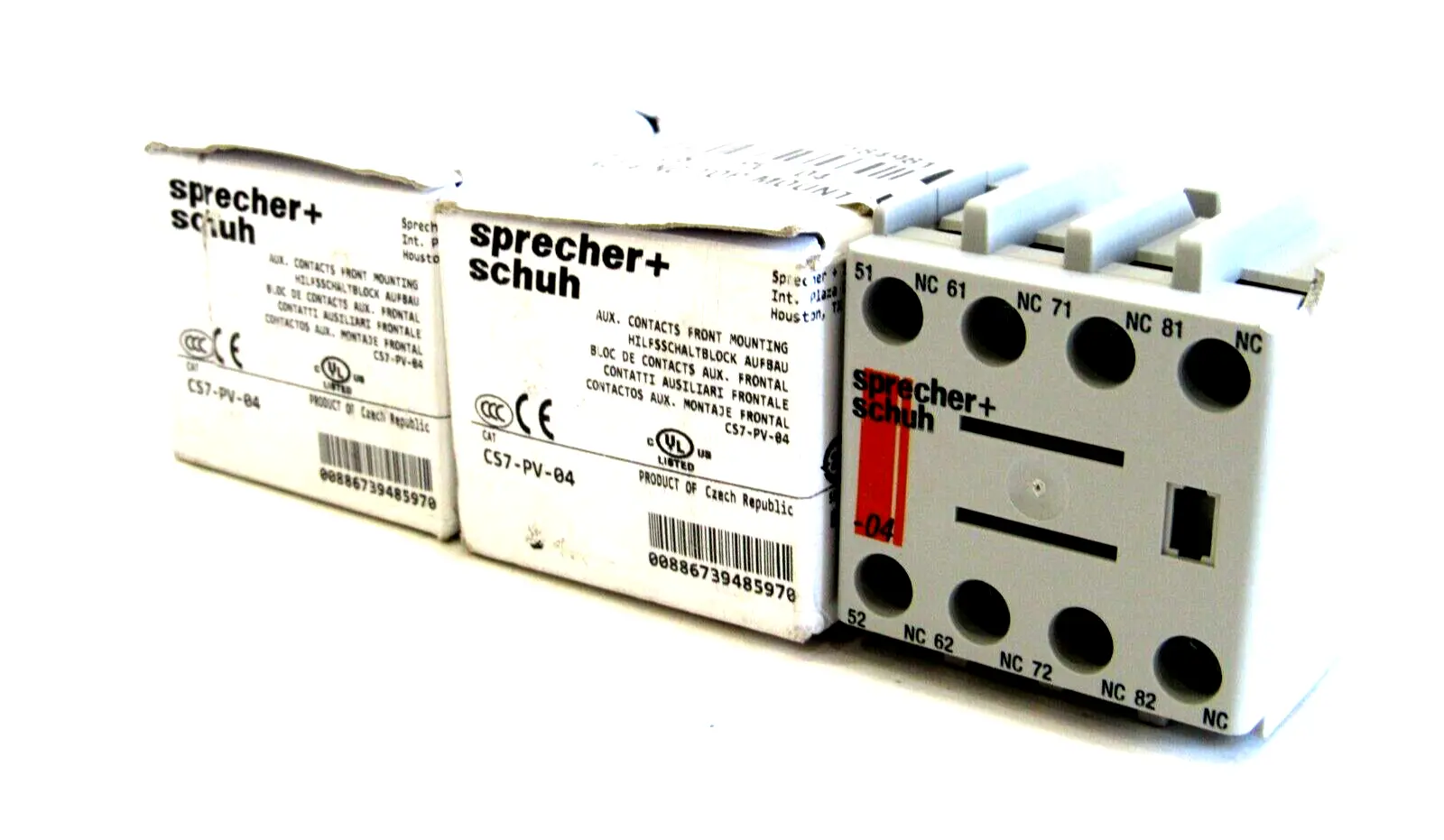 NEW LOT OF 2 SPRECHER+SCHUH CS7-PV-04 CONTACT BLOCK CS7PV04