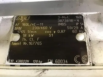 USED ATB FLENDOR AF160L/4E-11 18 KW