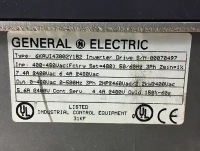GE 6KAVI43002Y1B2 AC Drive 2 HP 480 3-Phase AV-300i. Loc.1E