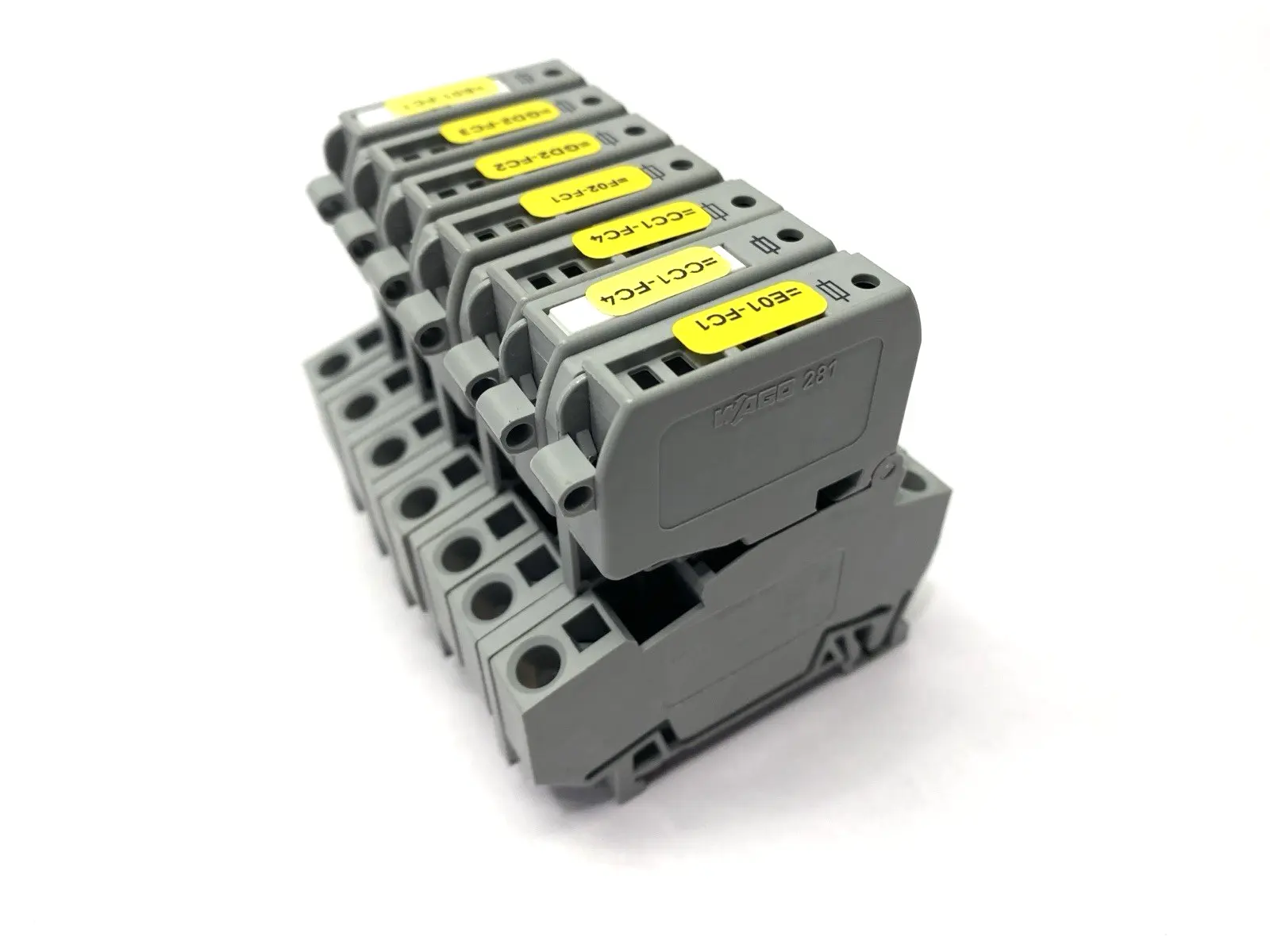 USED WAGO FUSE TERMINAL BLOCK 2-CONDUCTOR W/ FUSE HOLDER LOT OF 7