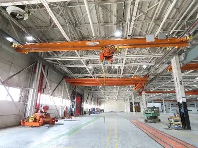 Cleveland Tramrail P&H 5 Ton Single Girder Underhung Bridge Crane 44' 6" Span