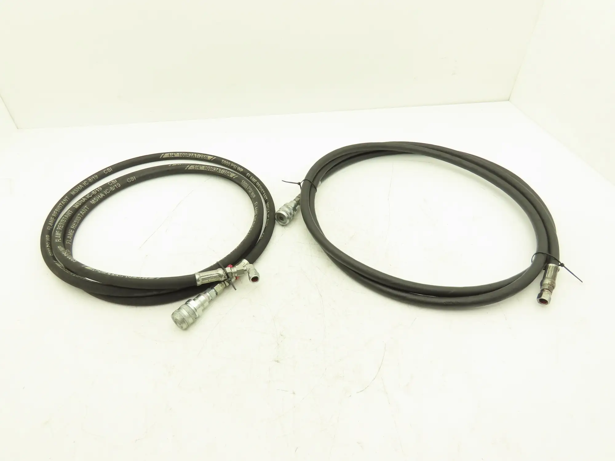 1/4" Hydraulic Hose 5800psi Parker No-Spill Quick Connect 10' Lot of 2