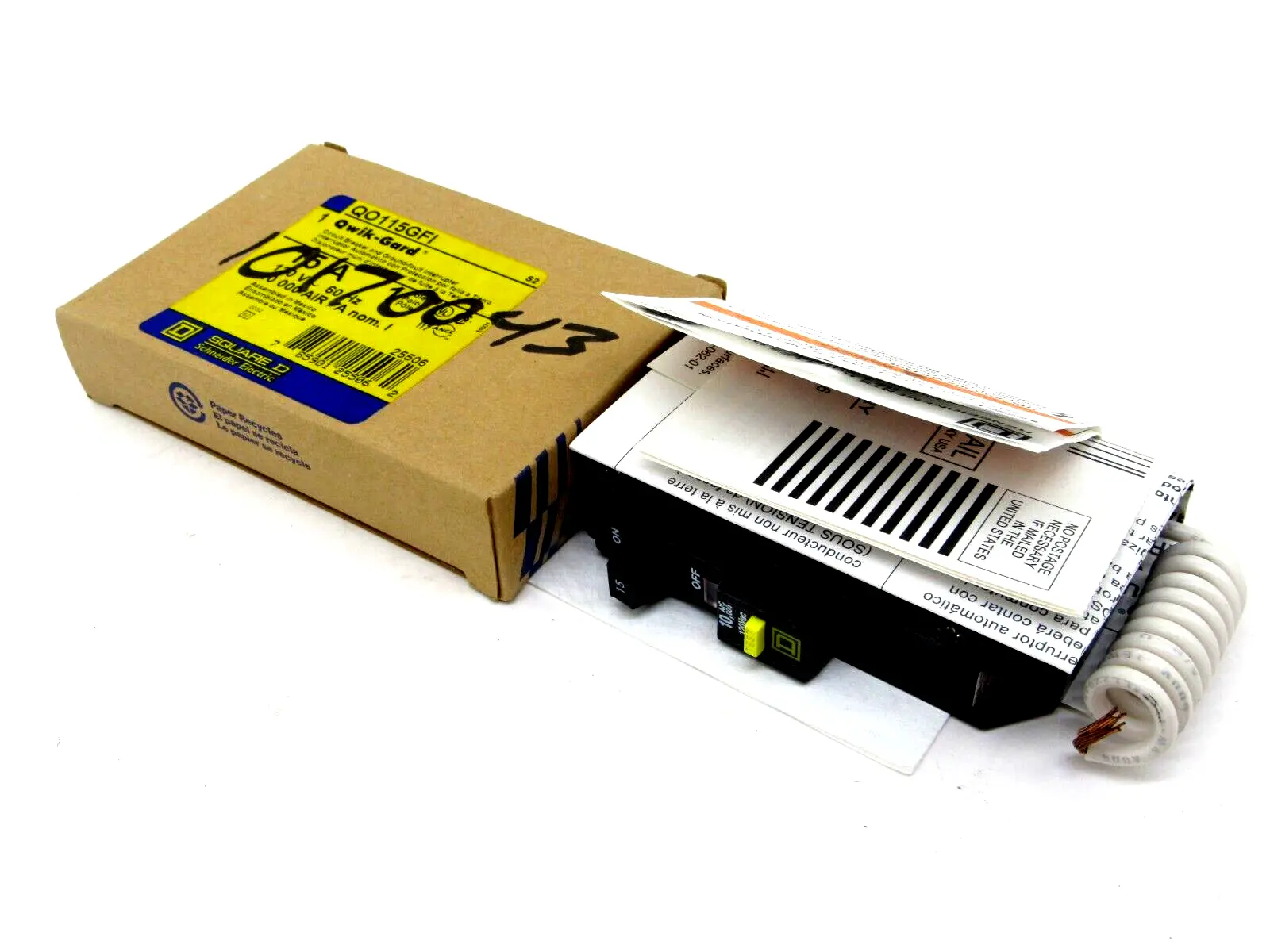 NEW SCHNEIDER ELECTRIC QO115GFI CIRCUIT BREAKER 15 AMP 1 POLE