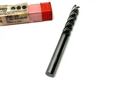 USED ACCUPRO SQUARE END MILL: 3/8" DIA, 1-3/4" LOC, 4 FLUTE, SOLID CARBIDE