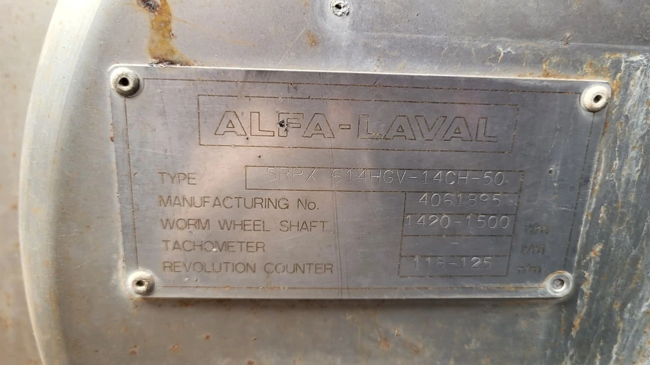 USED ALFA LAVAL SRPX 614HGV 14CH 50