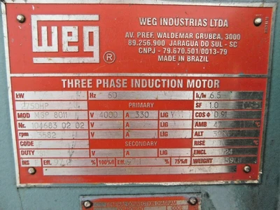 Used WEG MGP 8011 A.C. Motors Ohio US | Equipment Recovery Corp. #1331194