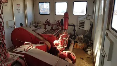USED GARDNER DENVER PE-5Y 3X5 TRIPLEX WELL SERVICING REVERSING MUD PUMP PACKAGE