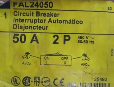 NEW SQUARE D FAL24050 CIRCUIT BREAKER 50A 2P
