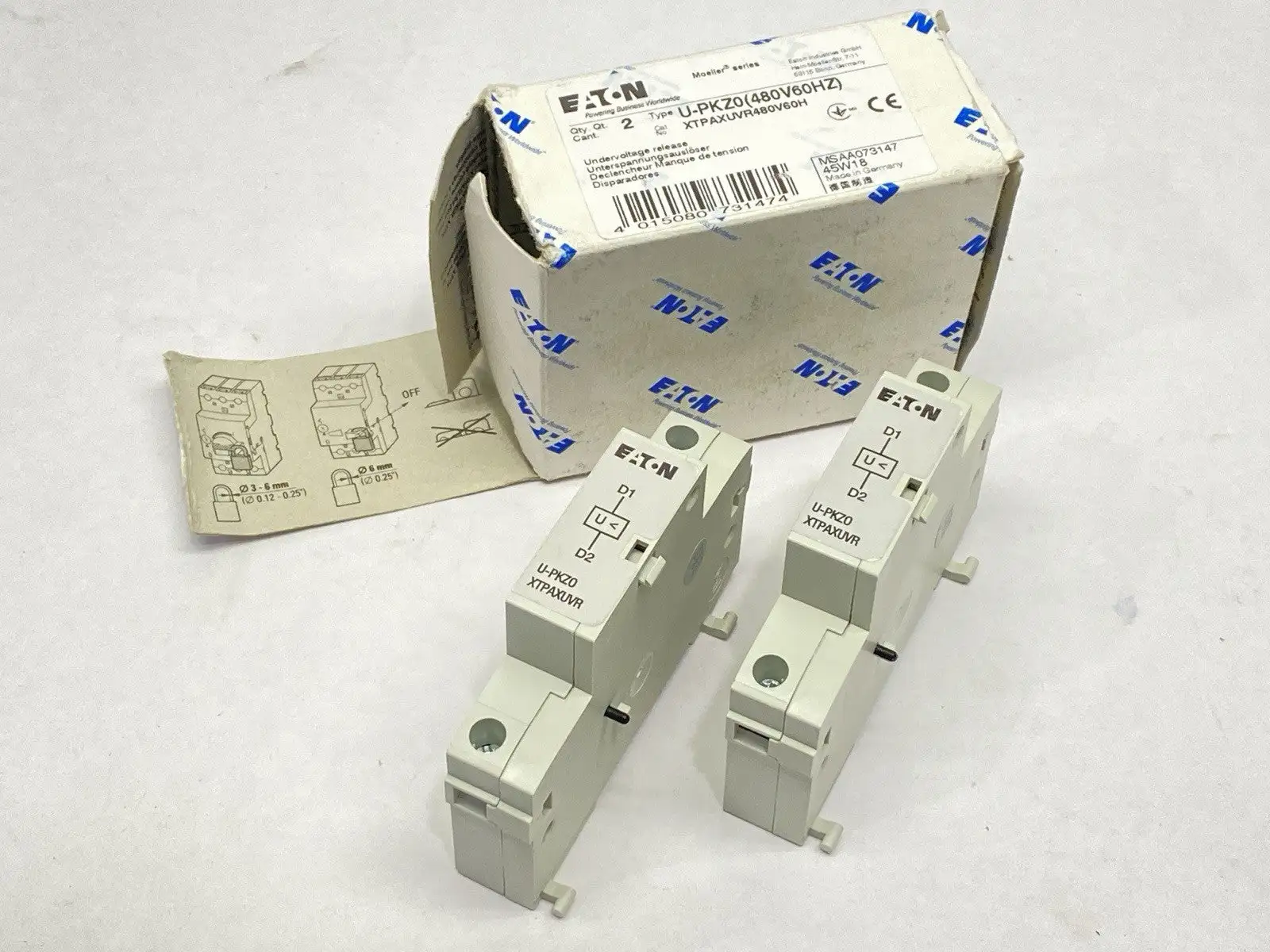 USED EATON U-PKZ0(480V60HZ) UNDERVOLTAGE RELEASE XTPAXUVR480V60H 073147 LOT