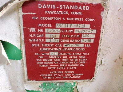 Gearbox for Davis Standard 3.5" Cold Feed Rubber Extruder Model 350IIF-5711